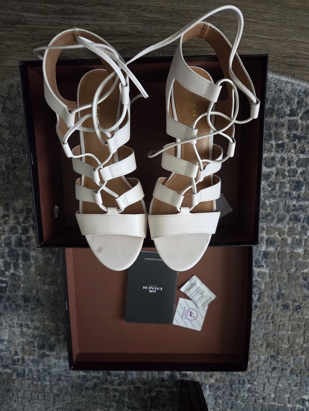 Coach White Lace-Up Gladiator Heels for Women